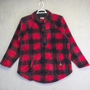 Maurice Fuzzy Sweater Womens‎ 2XL Buffalo Plaid Pullover Cozy Faux Fur Sherpa